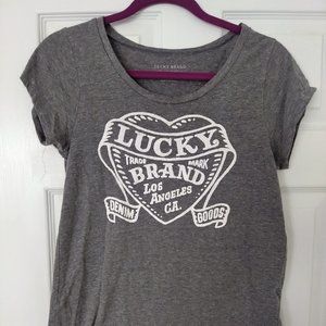 Gray and white short sleeve top - Lucky Brand Los Angeles - Size Medium